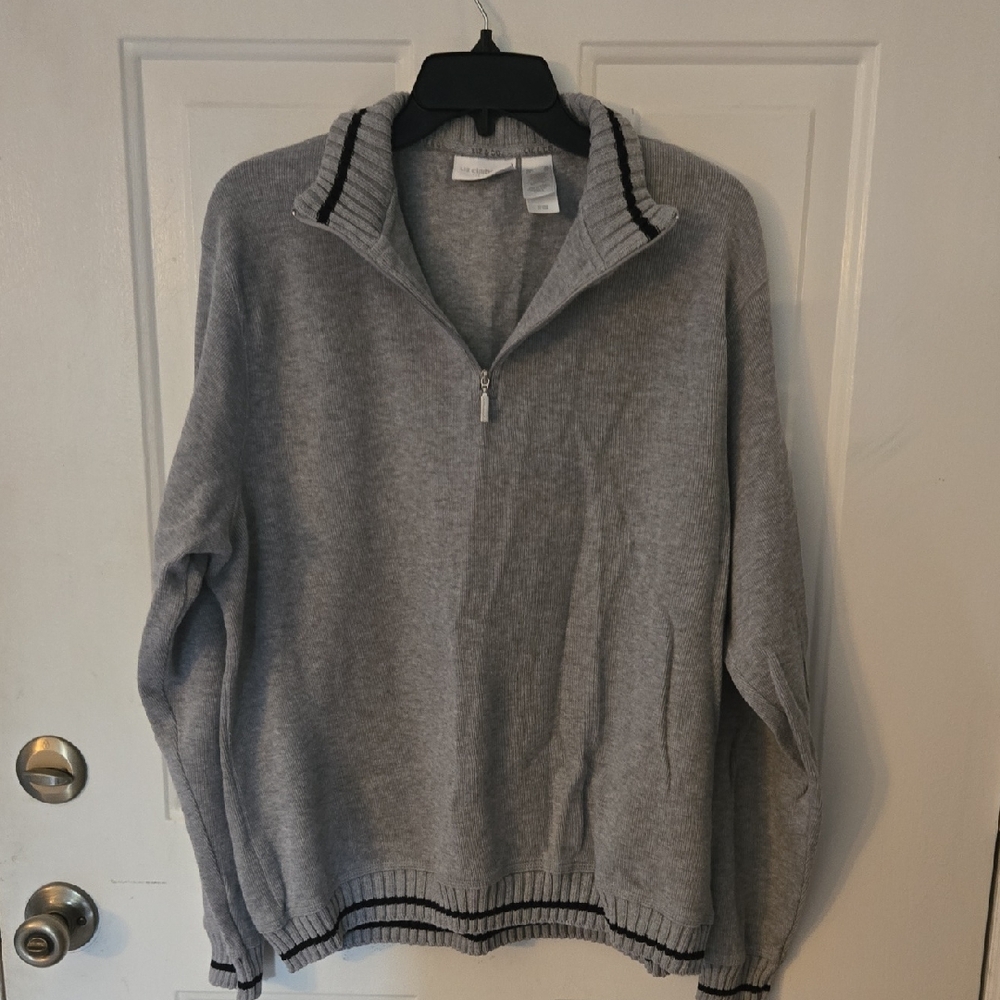 Liz Claiborne Gray Zip-Up Sweater